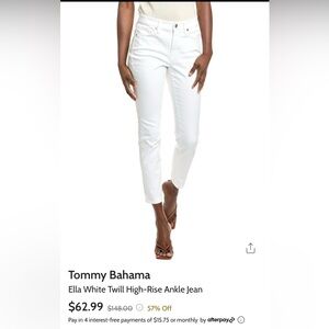 Tommy Bahama Ella White Twill High-Rise Ankle Jeans